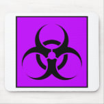 Bio Hazard or Biohazard Sign Symbol Warning Purple mousepads
