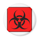 Bio Hazard or Biohazard Sign Symbol Warning Red Magnets
