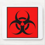 Bio Hazard or Biohazard Sign Symbol Warning Red mousepads