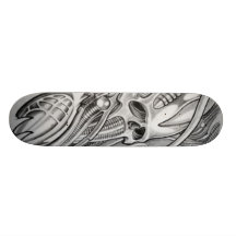 bio skull 2 RITON TATTOO Skate Deck