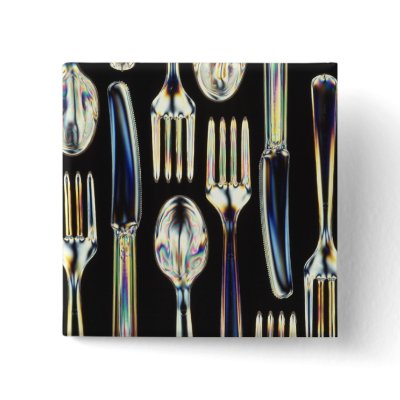 Biodegradable Utensils Pinback Buttons by Alleycatshirts