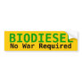 BIODIESEL No War Required Bumper Stickers