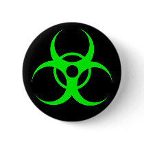Biohazard Green on Black Button
