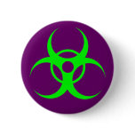 Biohazard Green on Purple Button
