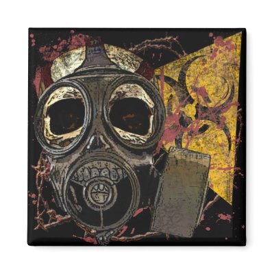 Biohazard Skull in Gasmask Refrigerator Magnet by ouroboroso