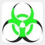 Biohazard Symbol Zombie Green and Black Square Sticker