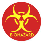 biohazard ! warning danger round stickers