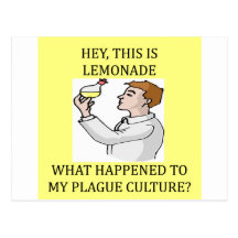 biology experiment joke postcard