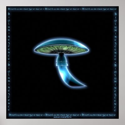 Bioluminescent Toadstool Mushroom Futuristic Art Poster by RavenSpiritPrints