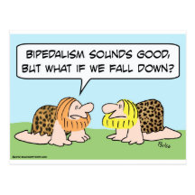 bipedalism caveman fall down postcard