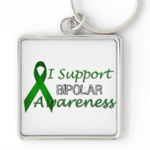 Bipolar Awareness Green Ribbon Premium Keychain