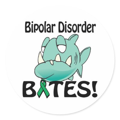 Bipolar Disorder BITES Round Stickers by animals4acause