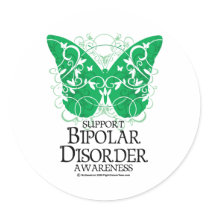 Bipolar Disorder Butterfly Round Sticker