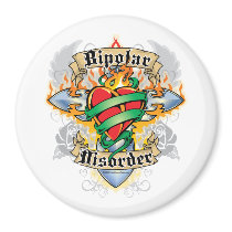 Bipolar Disorder Cross & Heart Fridge Magnets
