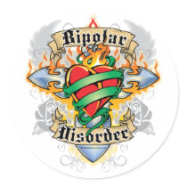 Bipolar Disorder Cross & Heart Stickers