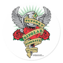Bipolar Disorder Dagger Round Stickers