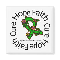Bipolar Disorder Hope Faith Cure Flower Ribbon Fridge Magnets