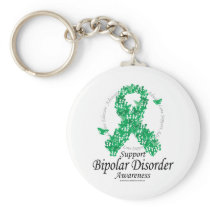 Bipolar Disorder Ribbon of Butterflies Key Chains