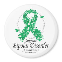 Bipolar Disorder Ribbon of Butterflies Magnet