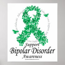 Bipolar Disorder Ribbon of Butterflies Poster