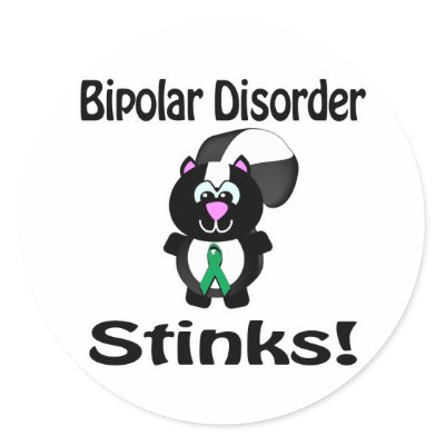 Bipolar Disorder Stinks Skunk Awareness Design Round Stickers by animals4acause