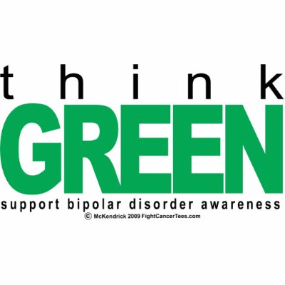 Bipolar Disorder THINK Green Cut Outs by fightcancertees