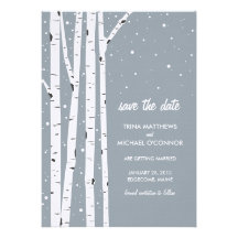 Birch Tree and Snow Save the Date Announcement