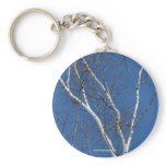 Birch Tree Blue Sky Nature Photo Keychain Keyring