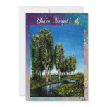 BIRCH TREES IN TUSCANY, blue green sparkles Invites