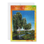 BIRCH TREES IN TUSCANY,green brown yellow sparkles Personalised Invitation