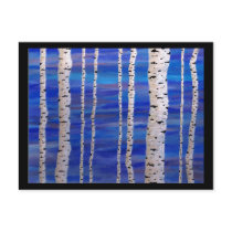 birch trees post card