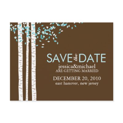 Birch Trees Save the Date Wedding Postcards by heartlocked