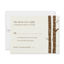 Birch Trees Wedding RSVP Card - Almond