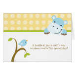 Bird and hippo polkadots baby shower invitation card