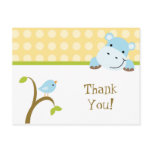 Bird and hippo polkadots thank you postcard