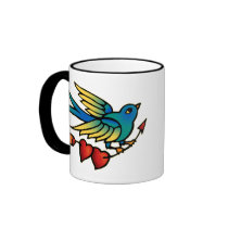 Bird Arrow and Hearts Mug