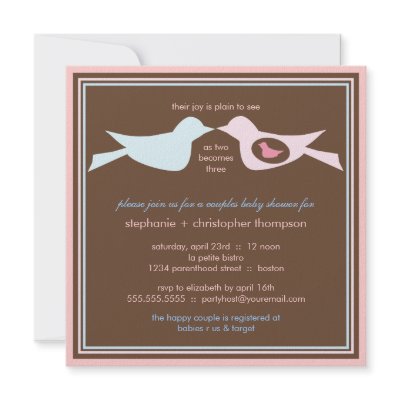 Bird Family Couples Baby Shower Personalised Announcement by kat_parrella
