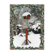 BIRD FEEDERS & SNOW by SHARON SHARPE Postcards