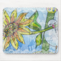 Bird, Flower and Lace Mouse Pad