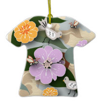 Bird, flower bee Hawaii shirt collage Ornament