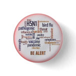Bird Flu Awareness On Feather Badge Name Tag Pinback Buttons