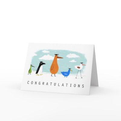Bird Grads Congratulations Greeting Cards by jennsdoodleworld
