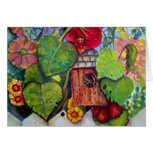 Bird House Cottage Garden Card