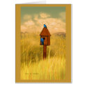 Bird house in country 2 bluebirds Mum's Day card