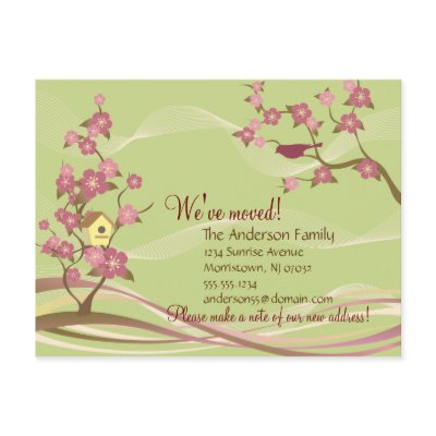 Bird House Moving Announcement Postcard Green by ECInvites