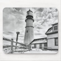 Bird House of Portland Head Light Mouse Pad