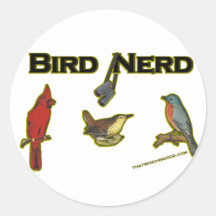 Bird Nerd Round Sticker