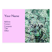 BIRD NEST,monogram ,green white pink Business Card Template