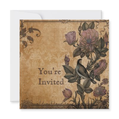 Bird of Paradise Antique Vintage Elegant Party Custom Invite by cowboyannie