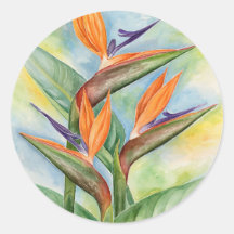 Bird Of Paradise Flower Art - Multi Round Stickers